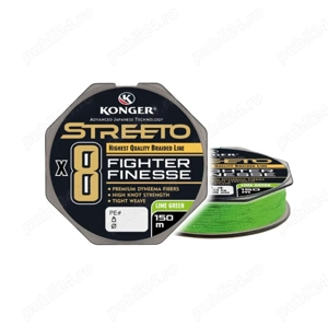 Fir Textil pescuit de finete Konger Streeto Fighter Finesse X8 Lime Green 150m (0.03mm-0.08mm)