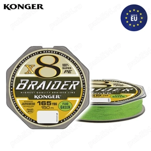 Fir Textil  Konger Braider X8 Lime Green 150m (0.06mm-0.25mm), spinning, stationar, feeder, crap