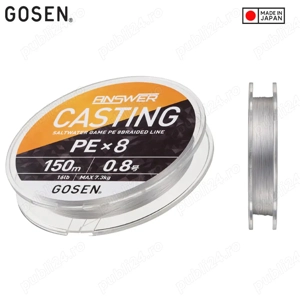  Fir Textil  Gosen Answer Casting PE X8 Fine Silver 150m (0.13-0.24mm), fabricat in Japonia