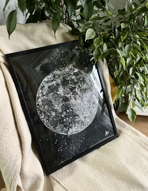 Tablou pictura Luna plină  The Moon Alb Negru