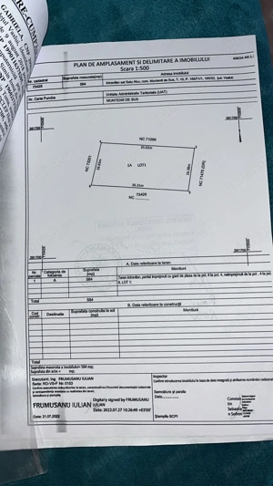 Teren Intravilan , Satu Nou com Munteni De sus 