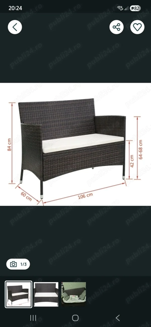 Canapea de terasa balcon wenge 