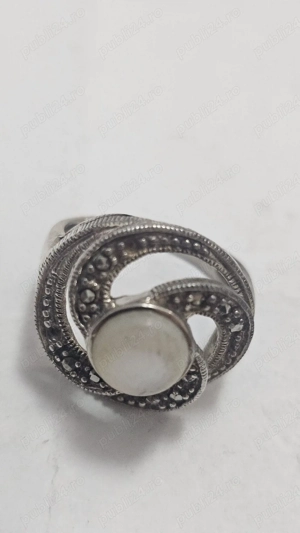 Inel argint 925 cu perlă și marcazite   vintage, foarte vechi.