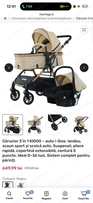 Cărucior 3 în 1 nou nouț 0 folosiri