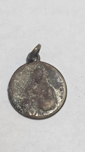 Medalion religios vechi din argint   piesă de epocă - imagine 2