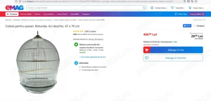 Colivie pentru pasari, Rotunda, Gri 47 x 70 cm  - imagine 5