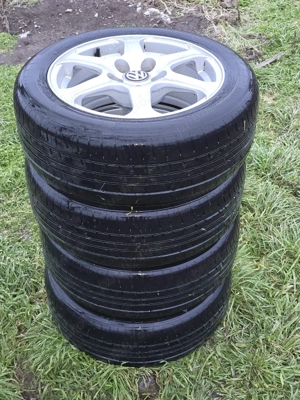 vând jante vw Rial 16" 5x112 cu anvelope vara 205/55 r16 - imagine 3