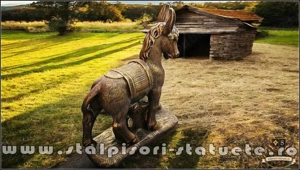 Statuetă măgăruș pe stativ, arămiu patinat, model S29. - imagine 3