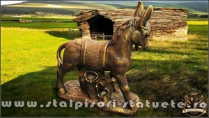 Statuetă măgăruș pe stativ, arămiu patinat, model S29. - imagine 4