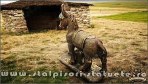 Statuetă măgăruș pe stativ, arămiu patinat, model S29. - imagine 2