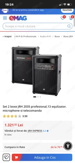 Vând boxe jrh 1000w noi nouțe 