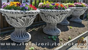 Vază mare, ornament stejar, gri antichizat, model V5. - imagine 5