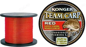 Fir monofilament pescuit crap Konger Team Carp 600m 100m, 0.20-0.40mm, rosu aprins