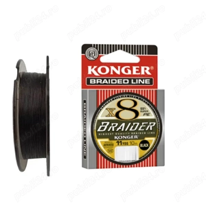 Fir textil inaintas crap feeder Konger Braider x8, rola 10m, 0.04-0.25mm, negru sau verde masliniu