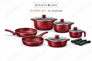 Set vase gatit Royalty Line 14 piese marmura rosu premium