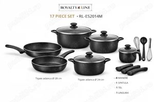 Set vase gatit Royalty Line 17 piese marmura mat black premium