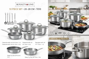 Set vase gatit Royalty Line inox 10 piese inductie silver