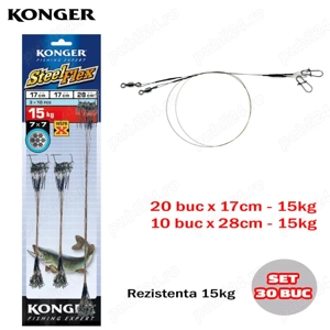 Set 30 strune rapitori Konger SteelFlex 7 7, 17cm s 28cm, 15kg