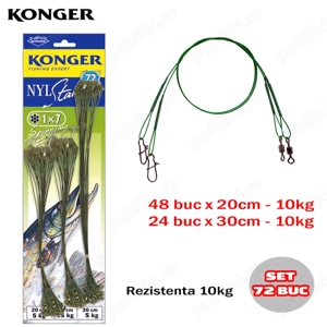 Set 72 strune rapitori Konger Nylstar 1 7, 20cm si 30cm, 10kg