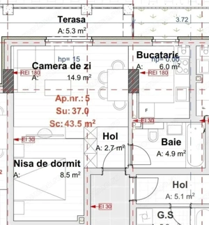 Apartament 1 camera, 37 mp, zona Manastur - Metro/Amethyst - imagine 3