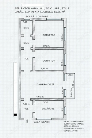 Apartament 3 camere, etaj 2 4, centrală proprie, zonă centrală - lângă Primărie - imagine 3