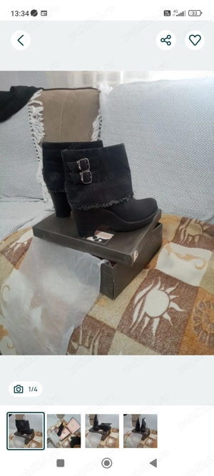 Vând ghete damă, noi, 39 Spania, piele întoarsă, îmblănite, talpă cauciuc, livrare gratuită în Bucur - imagine 4