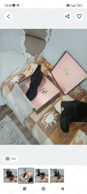 Vând ghete damă, noi, 39 Spania, piele întoarsă, îmblănite, talpă cauciuc, livrare gratuită în Bucur - imagine 3