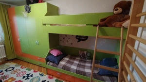Mobilă cameră copii   set complet, stare bună, pat supraetajat + birou - imagine 2