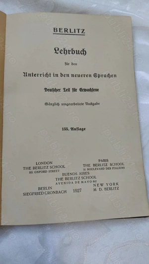 Carte veche Berlitz 1927   manual limbi străine, ediție rară, limba germana - imagine 3