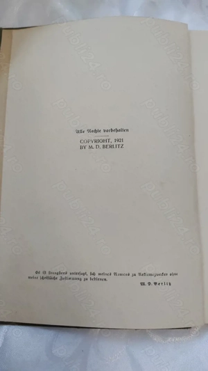 Carte veche Berlitz 1927   manual limbi străine, ediție rară, limba germana - imagine 2