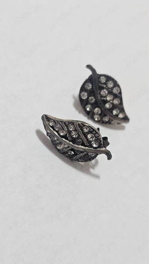 Cercei vintage tip frunză cu marcasite (argint)