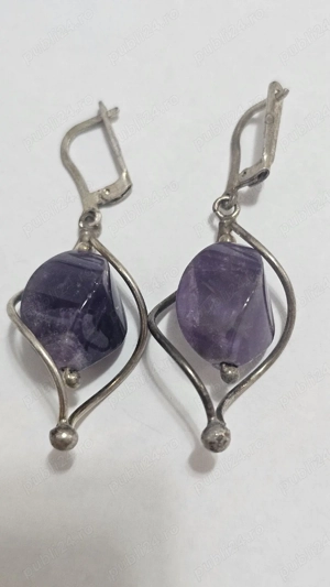 Cercei din argint cu ametist natural