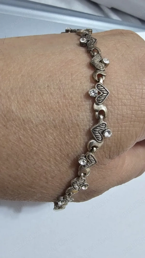 Brățară din argint 925 cu inimioare și pietre   stare foarte bună - imagine 3