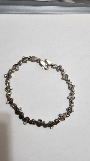 Brățară din argint 925 cu inimioare și pietre   stare foarte bună - imagine 2