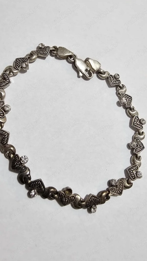 Brățară din argint 925 cu inimioare și pietre   stare foarte bună