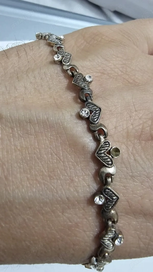 Brățară din argint 925 cu inimioare și pietre   stare foarte bună - imagine 4