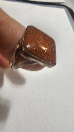 Inel vintage din argint cu piatră goldstone, model masiv - imagine 4