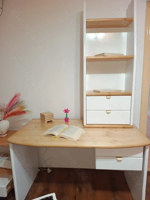 Set de birou din lemn reconditionat - imagine 2