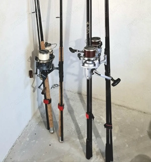 Pachet 4 lansete SPORTEX, 2 WELLS & 2 F.B.C. + 4 mulinete Daiwa Emblem