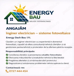 Angajăm Inginer electrician sisteme fotovoltaice Deva