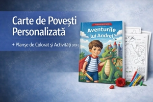 Carte de Povești Personalizată + Planșe de Colorat și Activități (PDF)