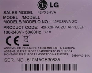 Tv LG plasma cu diagonala 106 cm și lungimea 120 cm, cu telecomandă  - imagine 2