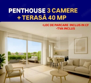 Penthouse de vanzare cu 3 camere, cu terasa panoramica, zona Ciarda Rosie