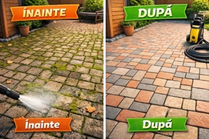 Curățare curți și alei cu jet de apă    Timișoara