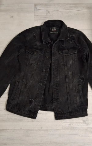 Jacheta neagra din blugi - imagine 2