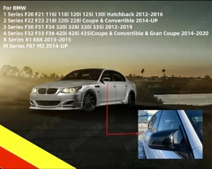 Capace oglinzii retrovizoare compatibil cu BMW 1/2/3/4 serie – Negru strălucitor - imagine 2