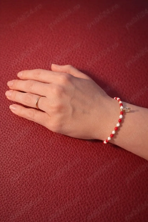 Brățară handmade Mărțișor cu charm potcoavă  - imagine 2