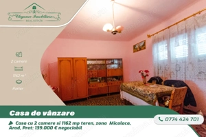Casa cu 2 camere si 1162 mp teren, zona  Micalaca, Arad