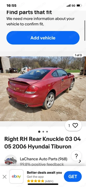 Eleronu Tiburon roșu hyundai coupe an 2006