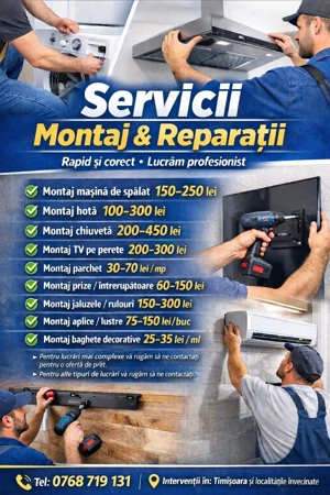 Montaje galerii, lustre, rulouri, jaluzele